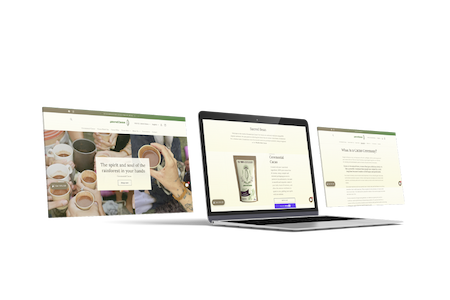 Set of screens showcasing Sacred Bean online store